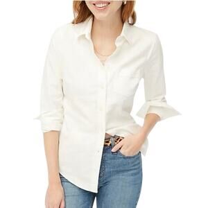 NWT J.Crew Factory Button-Up Oxford Shirt In Signature Fit White Small Petite